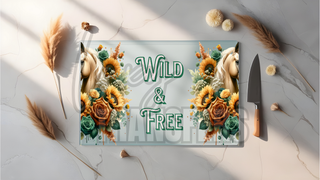 GLASS CUTTING BOARD SUBLIMATION PRINT- WILD AND FREE