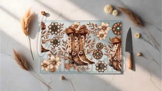 GLASS CUTTING BOARD SUBLIMATION PRINT- COUNTRY BOOTS