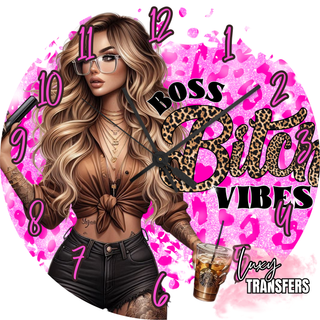 Lux Label & Co. BOSS BITCH VIBES - READY TO SHIP 30CM CLOCK TRANSFER