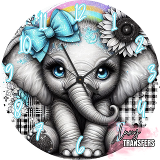 Lux Label & Co. CUTIE BABY ELEPHANT -30CM CLOCK TRANSFER
