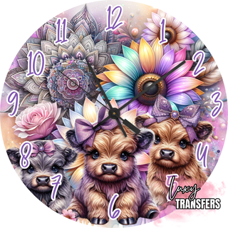 Lux Label & Co. PASTEL HIGHLANDS - 30CM CLOCK TRANSFER
