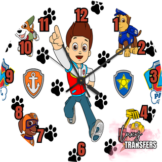 Lux Label & Co. PAW PATROL - READY TO SHIP 30CM CLOCK TRANSFER