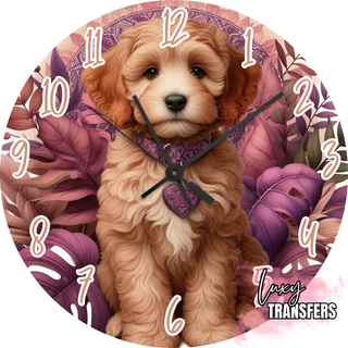 Lux Label & Co. PINK CAVOODLE - 30CM CLOCK TRANSFER