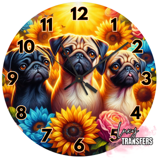 Lux Label & Co. PUG- 30CM CLOCK TRANSFER