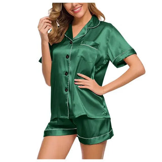 Lux Label & Co. SATIN PJS- DARK GREEN