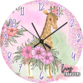Lux Label & Co. SWEET GIRAFFE - READY TO SHIP 30CM CLOCK TRANSFER
