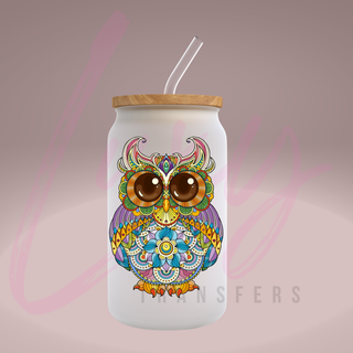 Lux Label & Co. Uv DTF Print Wraps COLOURFUL OWL- INSTOCK Single Decal UV DTF