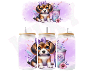 Lux Label & Co. Uv DTF Print Wraps CUTIE BEAGLE- INSTOCK 16 OZ UV DTF WRAP