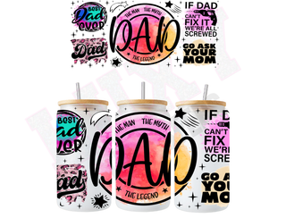 Lux Label & Co. Uv DTF Print Wraps DAD THE MAN THE MYTH THE LEGEND - INSTOCK 16 OZ UV DTF WRAP