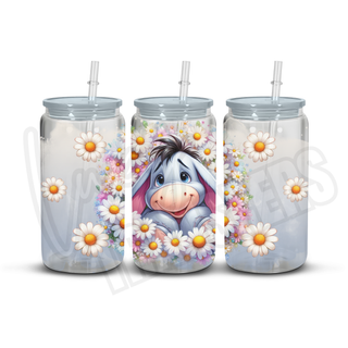 Lux Label & Co. Uv DTF Print Wraps EEYORE FLOWERS -16 OZ