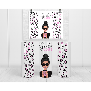 Lux Label & Co. Uv DTF Print Wraps GIRL BOSS- BLACK STRAIGHT HAIR- INSTOCK 20 OZ UV DTF WRAPS