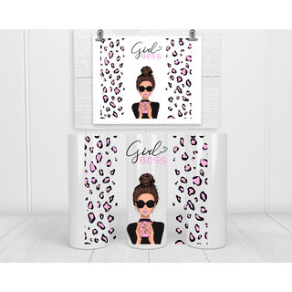 Lux Label & Co. Uv DTF Print Wraps GIRL BOSS- BROWN STRAIGHT HAIR- INSTOCK 20 OZ UV DTF WRAPS