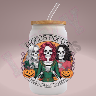 Lux Label & Co. Uv DTF Print Wraps HOCUS POCUS I NEED COFFEE TO FOCUS- INSTOCK Single Decal UV DTF