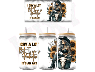 Lux Label & Co. Uv DTF Print Wraps I CRY A LOT BUT I AM SO PRODUCTIVE, IT'S AN ART- INSTOCK 16 OZ UV DTF WRAP
