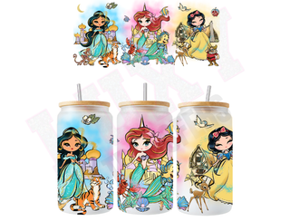 Lux Label & Co. Uv DTF Print Wraps JASMINE ARIEL AND SNOW- INSTOCK 16 OZ UV DTF WRAP