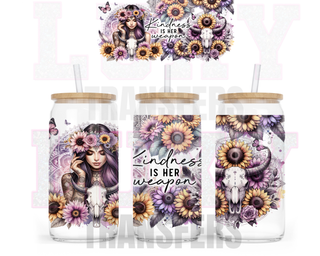 Lux Label & Co. Uv DTF Print Wraps KINDESS IS HER WEAPON - INSTOCK 16 OZ UV DTF WRAP