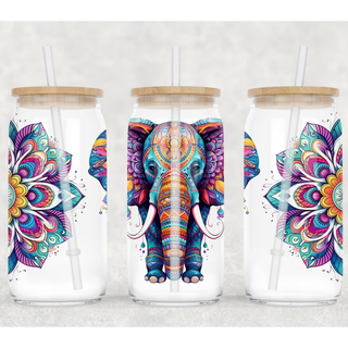 Lux Label & Co. Uv DTF Print Wraps MANDALA ELEPHANT - INSTOCK 16 OZ UV DTF WRAP