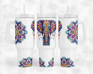 Lux Label & Co. Uv DTF Print Wraps MANDALA ELEPHANT - INSTOCK 40 OZ UV DTF WRAP