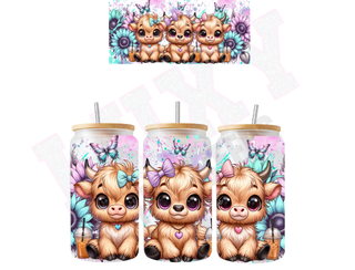 Lux Label & Co. Uv DTF Print Wraps MINI CUTE HIGHLANDS - INSTOCK 16 OZ UV DTF WRAP