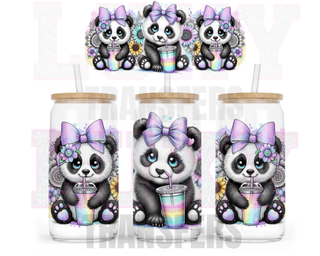 Lux Label & Co. Uv DTF Print Wraps MINI PANDAS - INSTOCK 16 OZ UV DTF WRAP