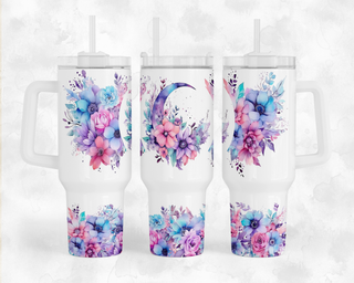 Lux Label & Co. Uv DTF Print Wraps MOON & FLOWERS- INSTOCK 40 OZ UV DTF WRAP
