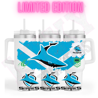 Lux Label & Co. Uv DTF Print Wraps NRL SHARKS- INSTOCK 40 OZ UV DTF WRAP