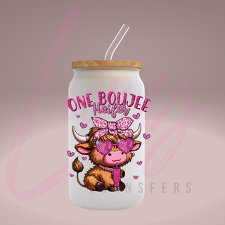 Lux Label & Co. Uv DTF Print Wraps ONE BOUJEE HEIFER- INSTOCK Single Decal UV DTF