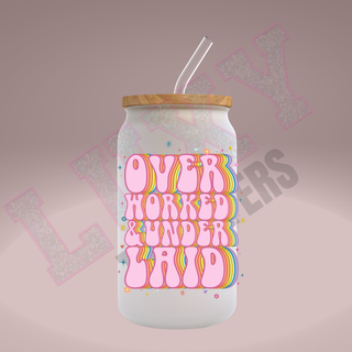 Lux Label & Co. Uv DTF Print Wraps OVERWORKED UNDER LAID- INSTOCK Single Decal UV DTF