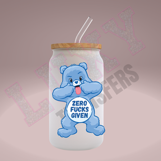 Lux Label & Co. Uv DTF Print Wraps SWEAR BEARS ZERO FUCKS GIVEN - INSTOCK Single Decal UV DTF