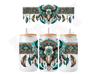 Lux Label & Co. Uv DTF Print Wraps TEAL AZTEC - INSTOCK 16 OZ UV DTF WRAP