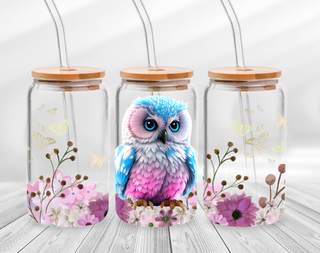 Lux Label & Co. Uv DTF Print Wraps WATERCOLOUR OWL- INSTOCK 16 OZ UV DTF WRAP
