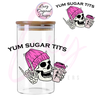 Lux Label & Co. Uv DTF Print Wraps YUM SUGAR TITS CANISTER UV DECAL