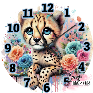 Lux Label & Co. WATERCOLOUR TIGER CUB - 30CM CLOCK TRANSFER