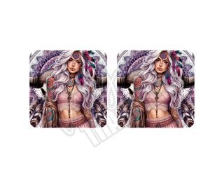 BOHO GIRL - DRINK COASTER SUBLIMATION PRINT (SET OF 2)