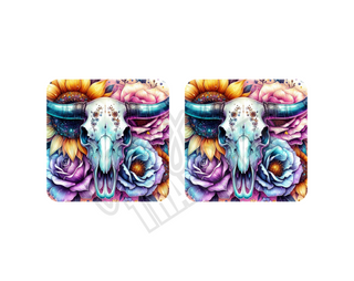 BOHO LONGHORNS -  DRINK COASTER SUBLIMATION PRINT (SET OF 2)