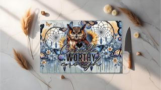 GLASS CUTTING BOARD SUBLIMATION PRINT- CAPABLE WORTHY ENOUGH