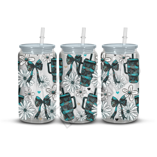 GREEN TUMBLERS AND BOWS  - 16OZ