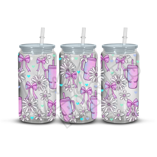 PINK TUMBLERS AND BOWS  - 16OZ