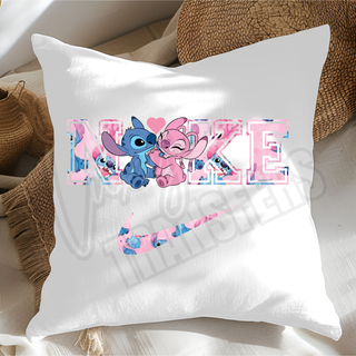SUBLIMATION CUSHION COVER PRINT-  STITCH AND ANGEL NIKE SWOOSH