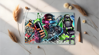 GLASS CUTTING BOARD SUBLIMATION PRINT-GAMER