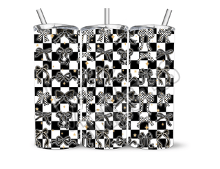 BLACK AND WHITE BOWS- 20 Oz SUBLIMATION PRINT