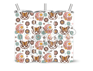 BOHO FLOWERS MOON AND BUTTERFLIES- 20 Oz SUBLIMATION PRINT