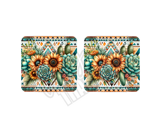 SUNFLOWER CACTUS - DRINK COASTER SUBLIMATION PRINT (SET OF 2)