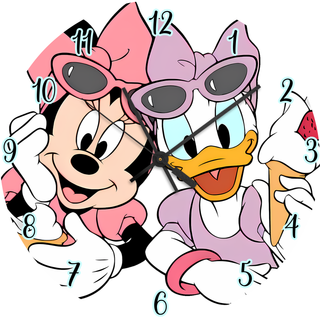 DAFFY AND MINNIE - READY TO SHIP 30CM CLOCK TRANSFER