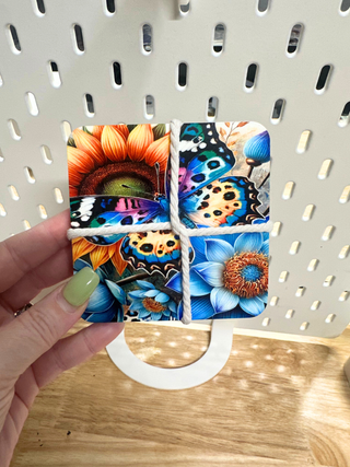 PRE MADE DRINK COASTERS - BRIGHT BUTTERFLY