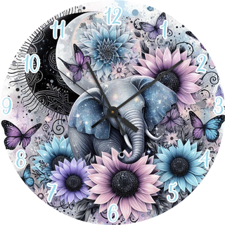 MYSTICAL ELEPHANT - READY TO SHIP 30CM CLOCK TRANSFER