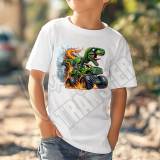 DINO MONSTER TRUCK FIRE  -  DTF TRANSFER