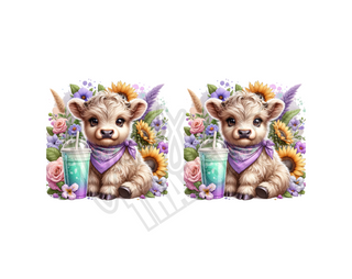 CUTIE HIGHLAND  - DRINK COASTER SUBLIMATION PRINT (SET OF 2)