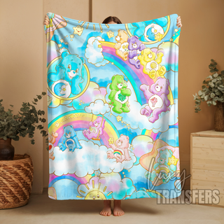 RAINBOW BEARS PLUSH BLANKET 60" x 80"
