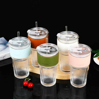 600ML GLASS TUMBLER WITH LEATHER SLEEVE